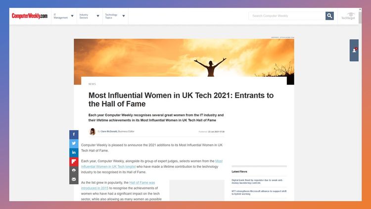 Most Influential Women in UK Tech 2021: Entrants to the Hall of Fame