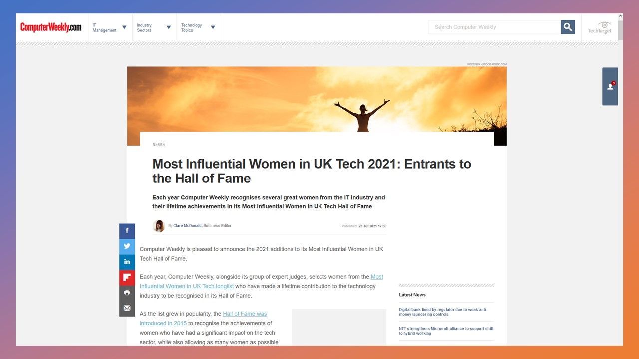 Most Influential Women in UK Tech 2021: Entrants to the Hall of Fame